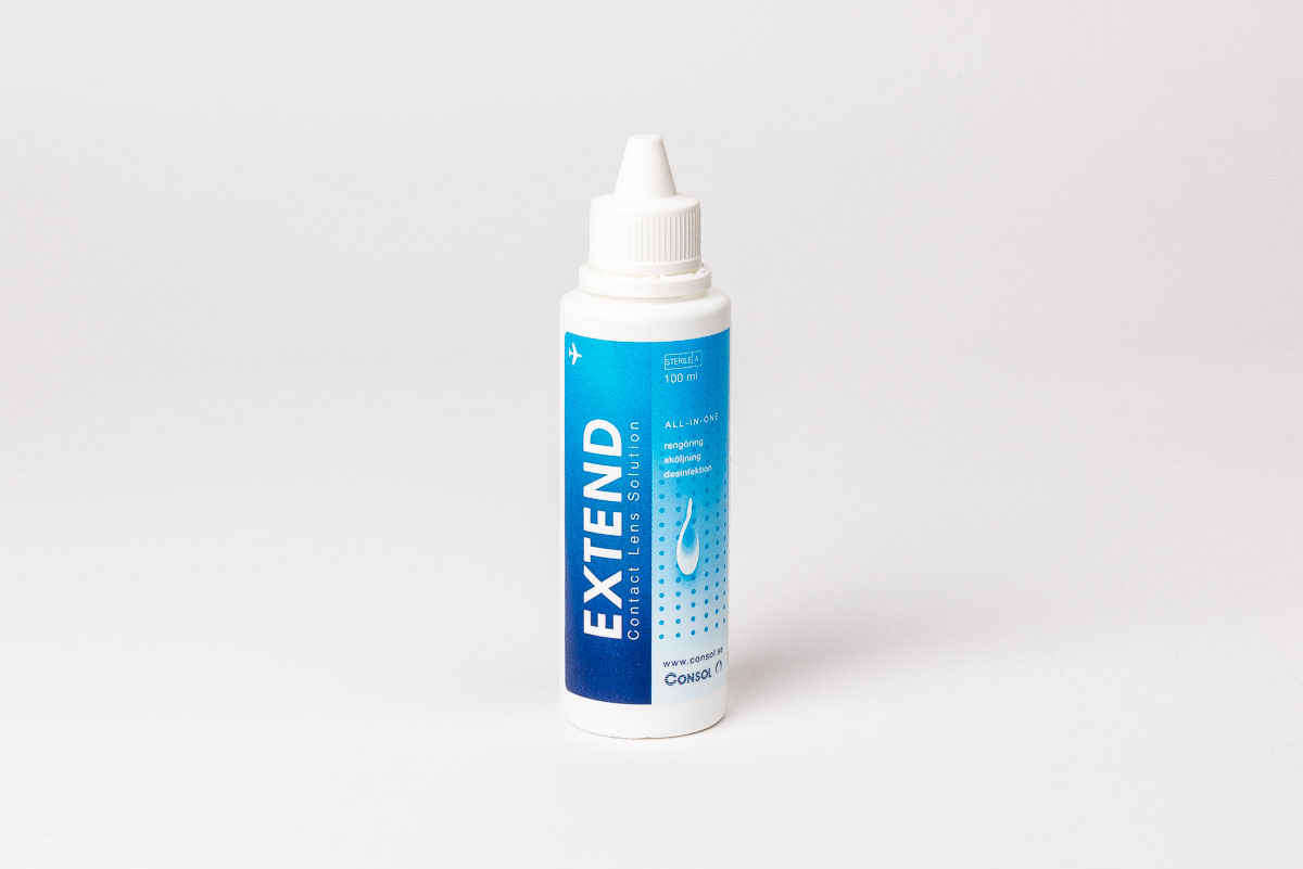 Extend 100 ml, en mild men effektiv linsvätska.